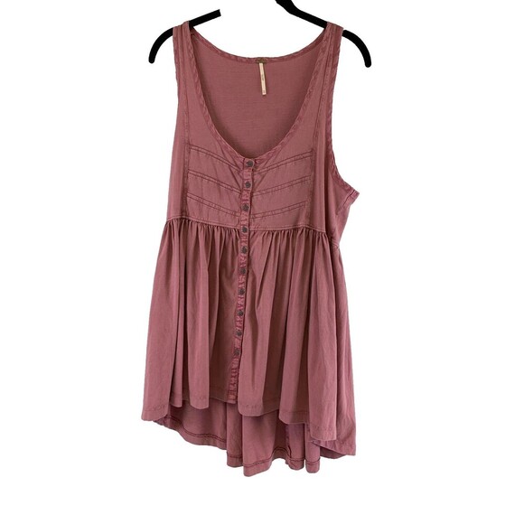 Free People Brooke Tunic Tank Top Pink Cotton Scoop Button OB1213346 Womens XS - Picture 2 of 12